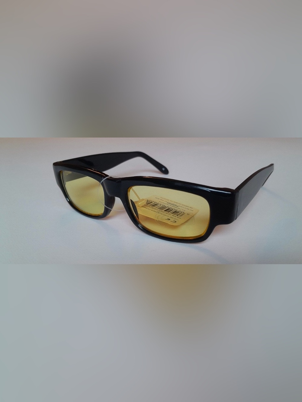 True vintage 1990’s Black Frame Glasses with Yellow Tinted Lenses